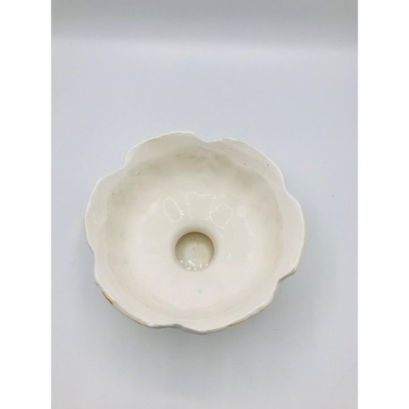 Vintage 1950’s Lefton rare yellow cabbage Rose ceramic planter, pedestal vase - Picture 5 of 7